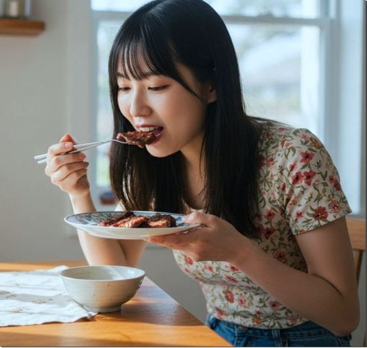 고기 먹는 여성 18