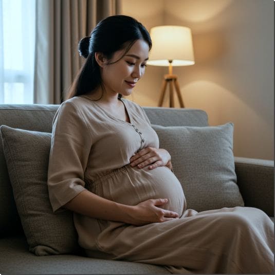 산달이 가까운 임산부 사진
