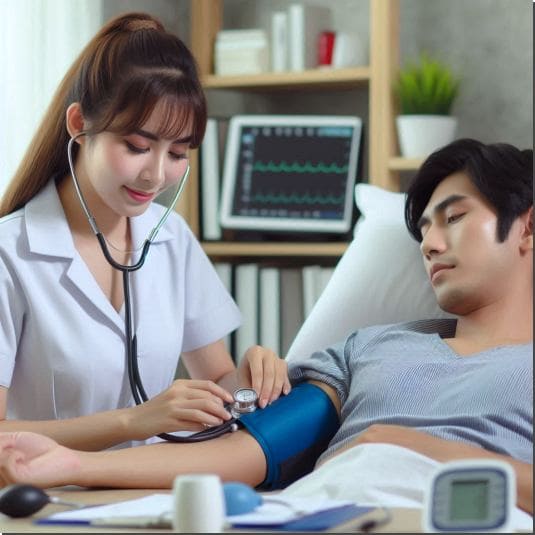 혈압 측정하는 순환기 장애 환자 9