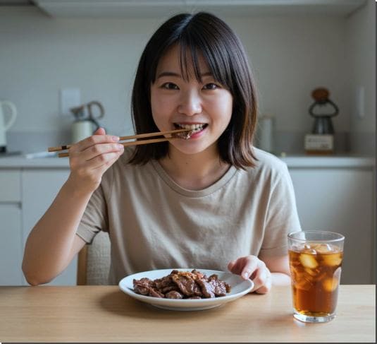 고기 먹는 여성 12