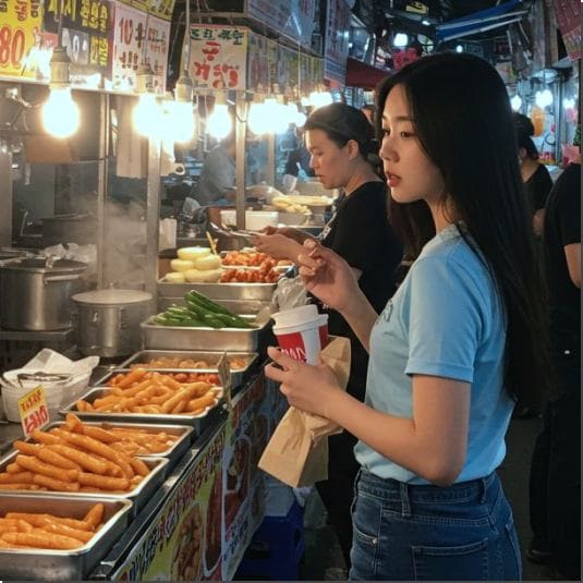 떡볶이 사는 여성 2