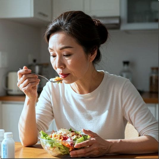 샐러드 먹는 기립성빈맥증후군 여성 12