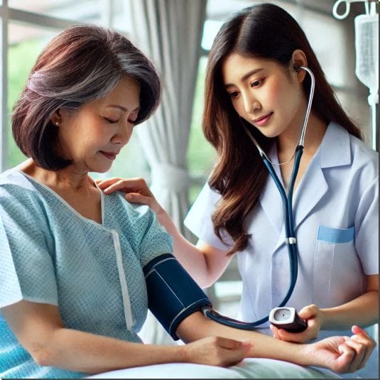 혈압 측정하는 순환기 장애 환자 5